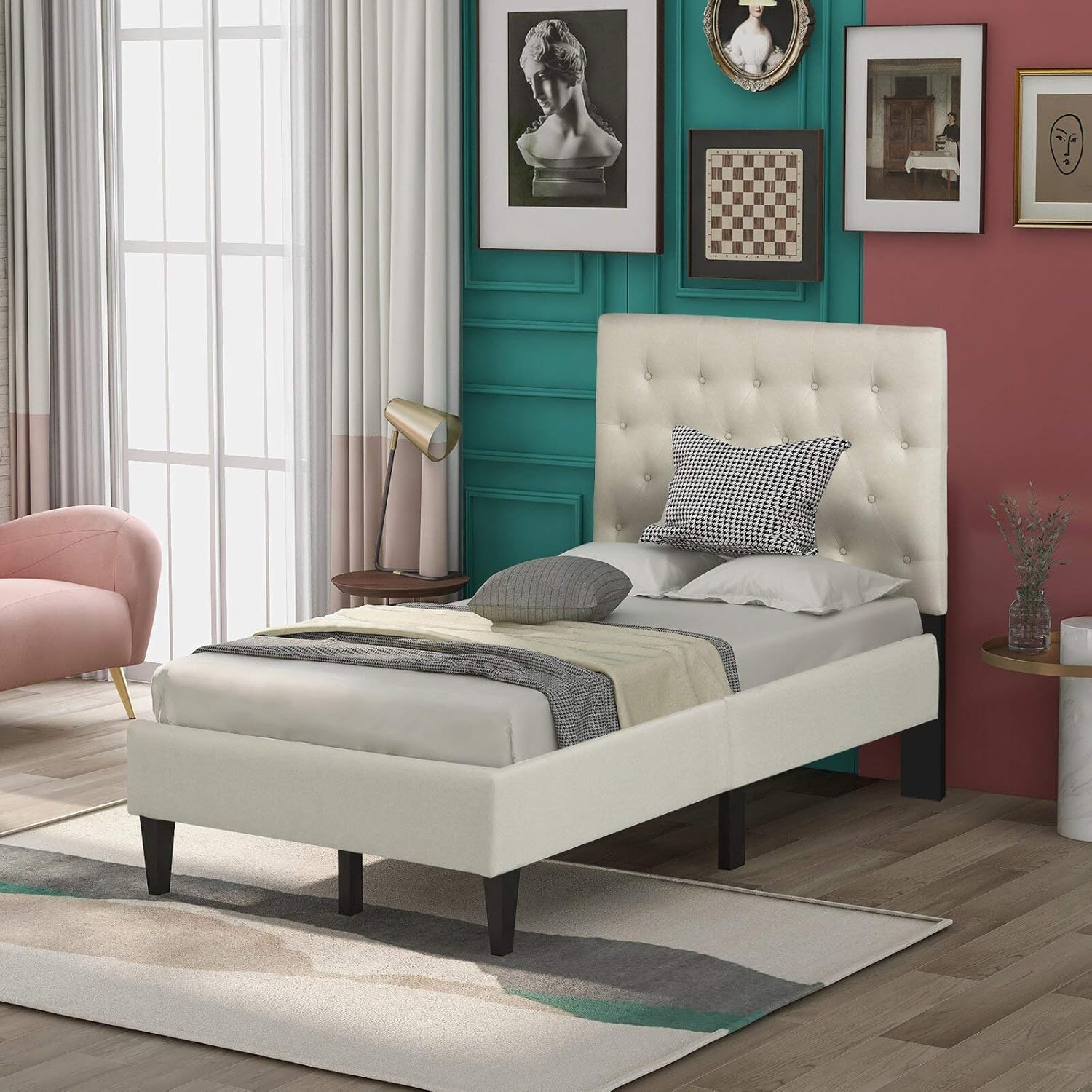 Conray Twin Tufted Upholstered Low Profile Platform Bed