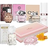 Scentown Mini Perfumes for Women (Set of 5) – Designer Perfume Samples for Women Packed in an Elegant Gift Box – Includes Moschino, Jimmy Choo, Chloé, Versace & Empty Refillable Perfume Atomizer