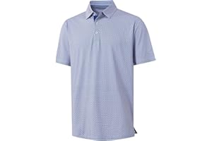M MAELREG Mens Golf Shirt Short Sleeve Dry Fit Print Moisture Wicking Performance Patterns Collared Polo Shirt