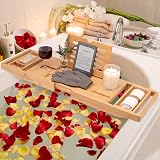 Temple Spring Bath Tray Bamboo Extendable Bathtub Caddy with Back Rest view 7