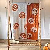 Large 58"x75" Pumpkin Throw Blanket Microfiber Super Soft Fluffy Fuzzy Plush Fall Halloween Reversible Blanket Baby Kids Adults | Modern Pumpkin Print | Adults