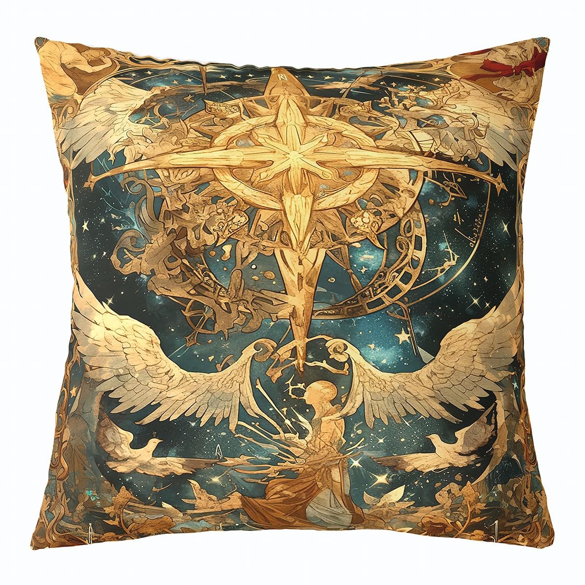 Homemissing 12 Constellations Throw Pillow Cover 18"x18" Set of 4 Boho Bohemian Pillow Case Cushion Cover Crane Bird Decor Decorative Throw Pillowcase for Sofa Western Astrology Zodiac Cushion Case