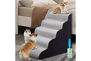 Foam 5 Tiers Gray Dogs Stairs & Steps for High Beds Small Dogs, LitaiL 25inch High Pet Stairs/Steps for High Beds, High Density Dog Ramps/Ladders Best for Older Dogs/Cats Injured