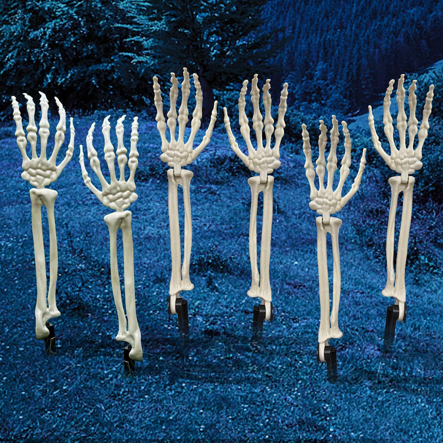 Decorative Garden Stakes - Skeleton Stakes for Outdoor Yard Halloween Decorations - Realistic Looking Skeleton Hands,for Lawn Stakes Garden Halloween Skeleton Decoration(6pack)