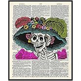 La Catrina Mexican Skeleton, Sugar Skull Decor - Halloween, Day of the Dead Wall Art Poster - 8x10 Home or Party Decoration for Living Room, Bedroom - Unique Gift - Cute UNFRAMED Print