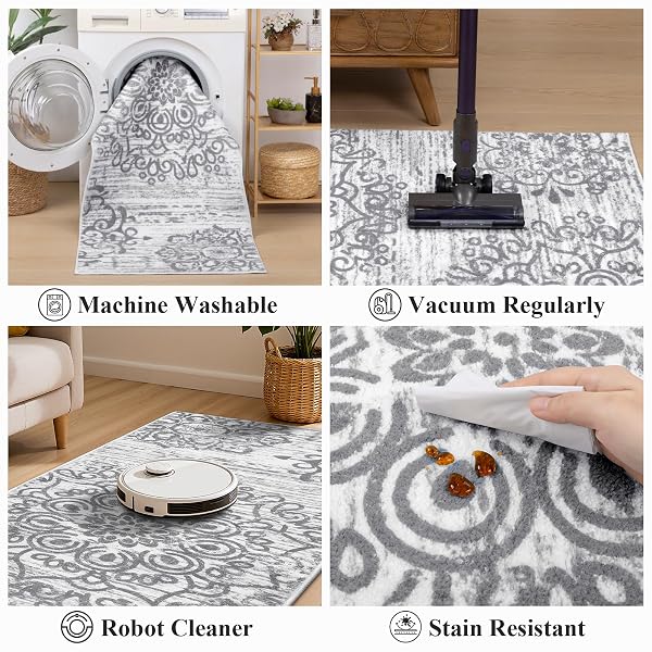 HEBE HALLWAY RUNNER RUG 2’X6′ WASHABLE VINTAGE KITCHEN RUGS NON SLIP LAUNDRY RUG RUNNER DISTRESSED BOHO FLOOR CARPET RUNNERS FOR HALLWAYS ENTRYWAY LAUNDRY ROOM KITCHEN BATHROOM