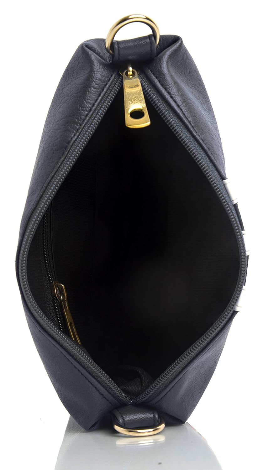 mammon women's pu leather handbag black (slg-3strip-tb,27x21 cm)