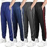 Cvaoo 4 Pack Boys Mesh Joggers, Lightweight Athletic Pants with Pockets and Drawstring