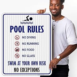 Sigo Signs, Pool Rules Sign, No Diving No Running