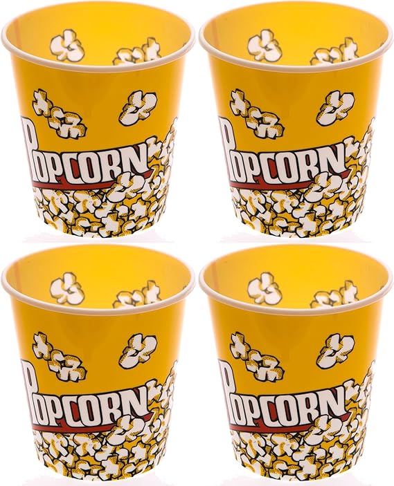 Retro Style Popcorn Bowl Meduim Plastic Bucket, Reusable Tub Movie Theater Bucket