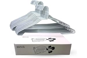 Hanger Honcho Wire Metal Clothes Hangers 50 Pack Bulk for Standard Size Shirts, Pants, Skirts, Space Saving, Non Slip,18 Inch 14.5 Gauge Ultra Thin Standard Dry Cleaner Coated Steel, White