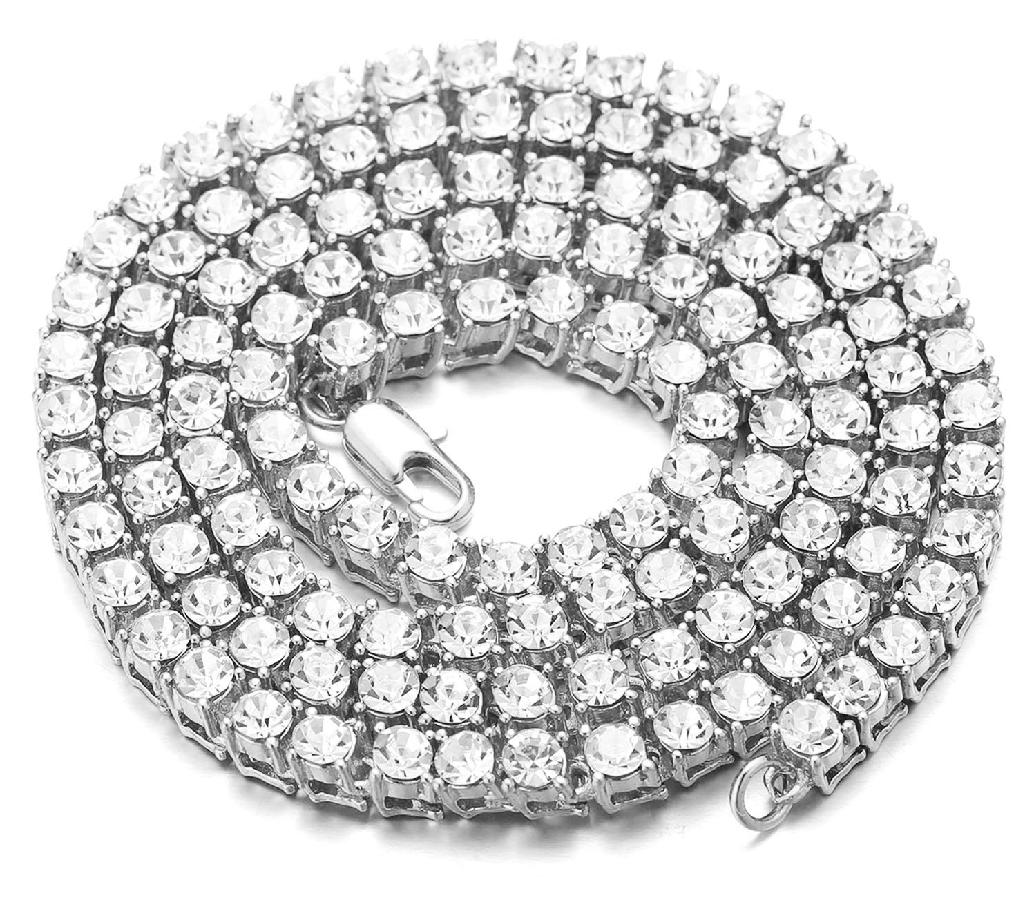 HALUKAKAH Gold Chain for Men Iced Out,5.5MM Men's Tennis Chain Platinum White Gold Finish Choker Necklace 45cm,Lab Diamond Prong Set,Gift for Him