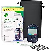 OneTouch Ultra Plus Flex Bonus Kit with Meter, Lancing Device, Pouch | Blood Sugar Kit with Ultra Plus Flex Blood Glucose Meter, Lancing Device, 10 Lancets &amp; Carrying Pouch for Diabetes Care