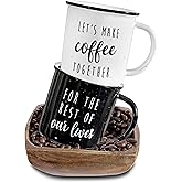 MAINEVENT Let's Make Coffee Together Couple Mug Set 11 Ounce, Married Couple Wedding Gift