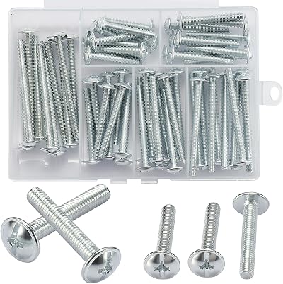 AMLOOPH M4 60-Pack Cabinet Screw Assortment 25-50mm Zinc Plated