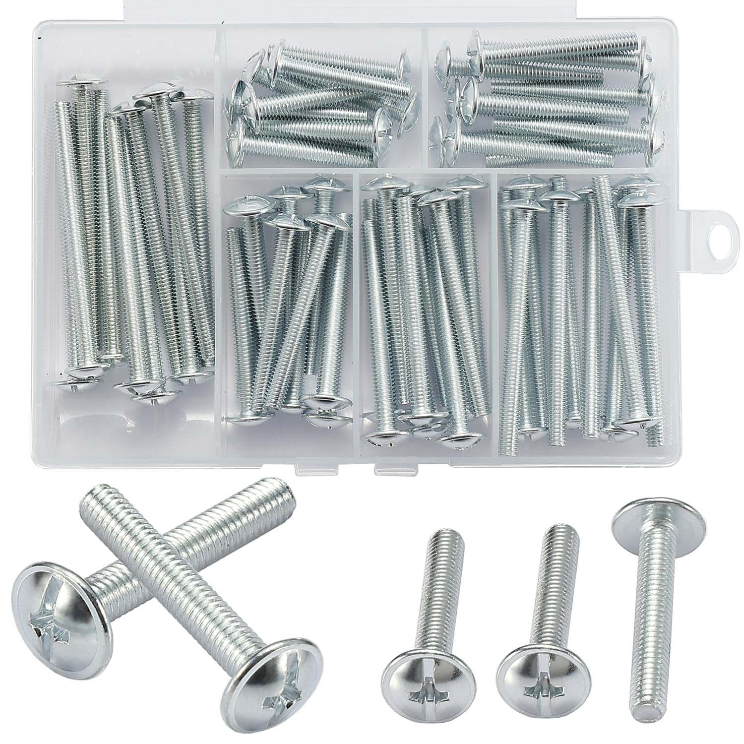 AMLOOPH M4 60-pack Cabinet & Door Handle Screw Assortment - M4 Bolts (25/30/35/40/45/50mm) for Kitchen, Wardrobe, Cupboard, Drawer Knobs, Handles, and Screws