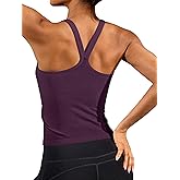 ATTRACO Women's Workout Tank Top Built in Bra Ribbed Athletic Tank Racerback Workout Top Scoop Neck