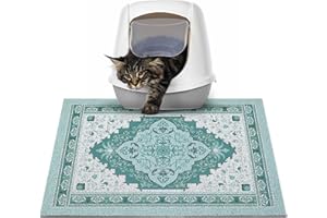 Glittme Cat Litter Mat with Non-Slip Bottom Litter Box Mat 24"X15" Litter Trapping Mat Easy to Clean Washable Cat Food Mat for Kitty,S