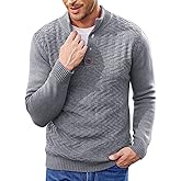 COOFANDY Men Mock Neck Button Sweater Casual Knitted Sweaters Fashion Henley Sweater