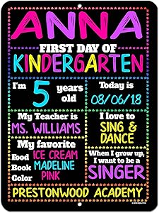 Honey Dew Gifts First Day of School Rainbow Stars Chalkboard Style Photo Prop Tin Sign - 9 x 12 inch Reusable Easy Clean Back to School - USE Liquid Chalk Markers to Customize (Not Included)