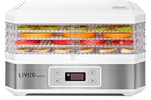 LIVINGBasics Food Dehydrator, Electric Dryer Dehydrators Machine with 48H Timer & Temperature Control for Beef Jerky Fruits M