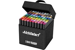 alchilalart 100-Colors Alcohol Based markers, Alcohol Markers Set, Dual Tip Alcohol Sketching Drawing Markers Animation for Adults Kids
