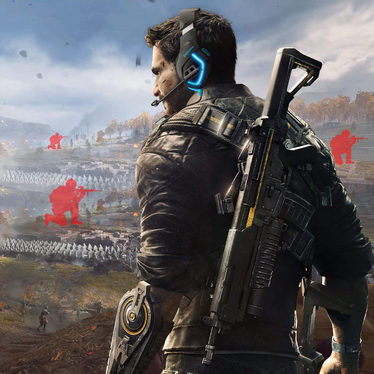 Gaming Headset with Stereo Sound Noise Cancelling Mic Over Ear Headphones for New Xbox One PC Mac OS PS4 Table Phone (K1B-Blue)