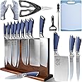 XYJ Knives,Professional Knife Sets for Master Chefs,13pcs Stainless Steel Chef Knife Set with Magnetic Knife Block,Kitchen Tools,Meat Cleaver Butcher for Camping,Kitchen Knife Set