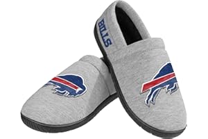 FOCO NFL Men's Officially Licensed Embroidered Primary Logo Gray Team Color Football Sherpa Moccasins Slippers