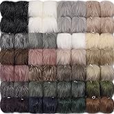 SIQUK 56 Pieces Faux Fur Pom Pom Faux Fox Fur Pom Pom Fluffy Pom Pom with Elastic Loop for Hats Scarves Gloves Bags Accessories (Soft Color)