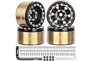 Crazyhobby Brass 1.0 Beadlock Wheels Rims Heavy Duty for 1/18 TRX4M 1/24 Axial SCX24 FCX24 RC Crawler Car Upgrade Parts, 40g/each