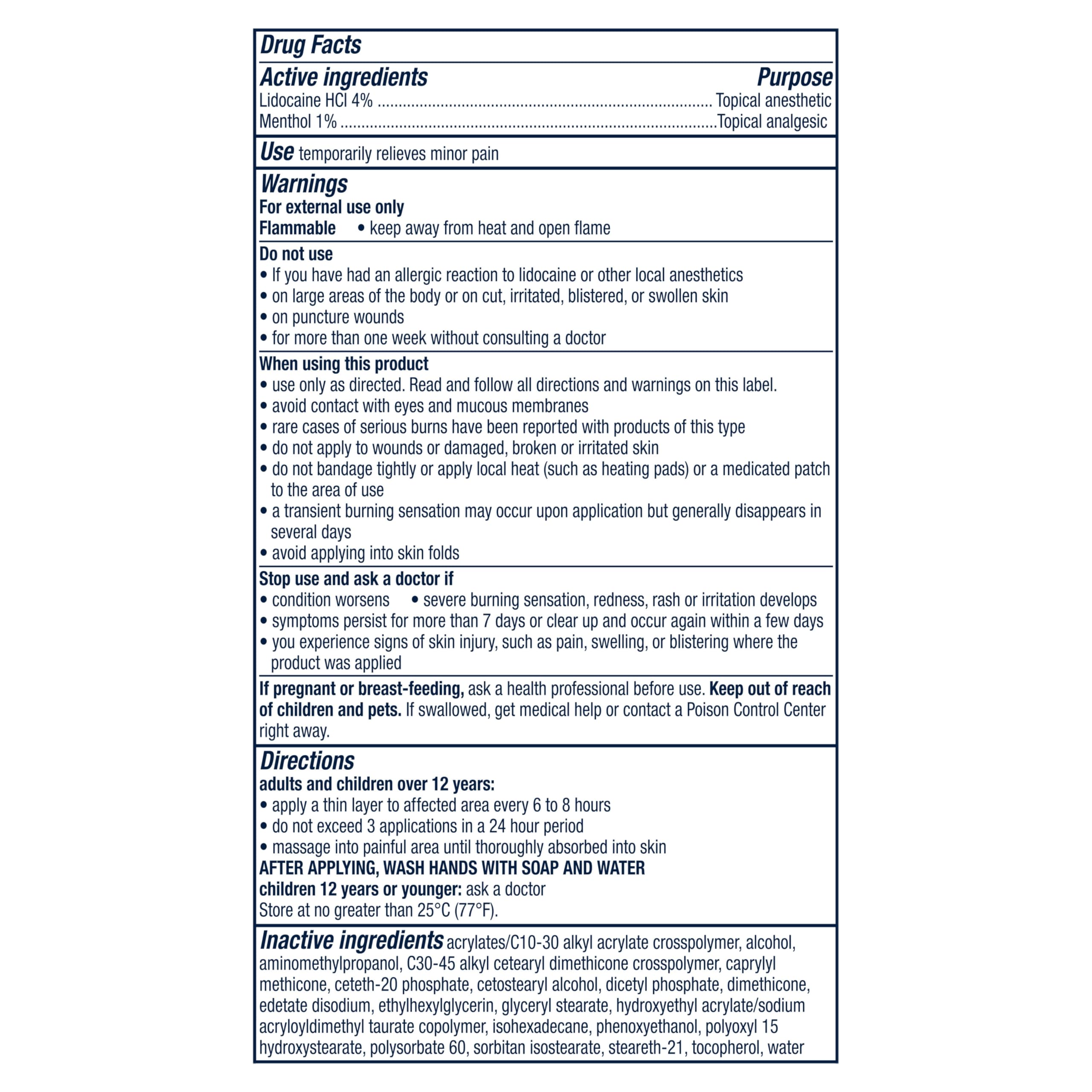 Nervive Pain Relieving Cream, Max Strength Non-Greasy Topical Pain Reliever with Lidocaine and Menthol for Toes, Feet, Fingers, Hands, Legs & Arms, 3.0oz