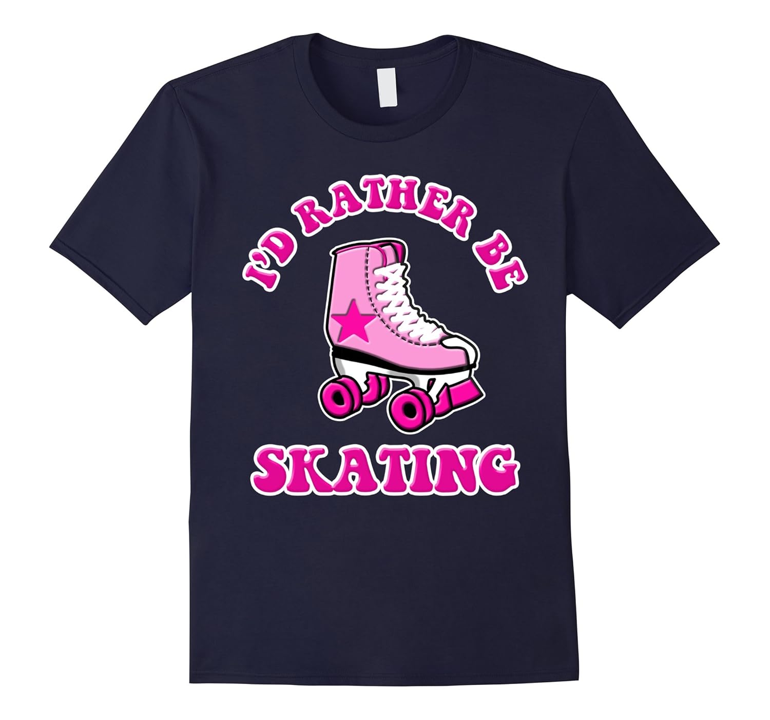 I’d Rather Be Skating Pink Cartoon Roller Skate T-Shirt