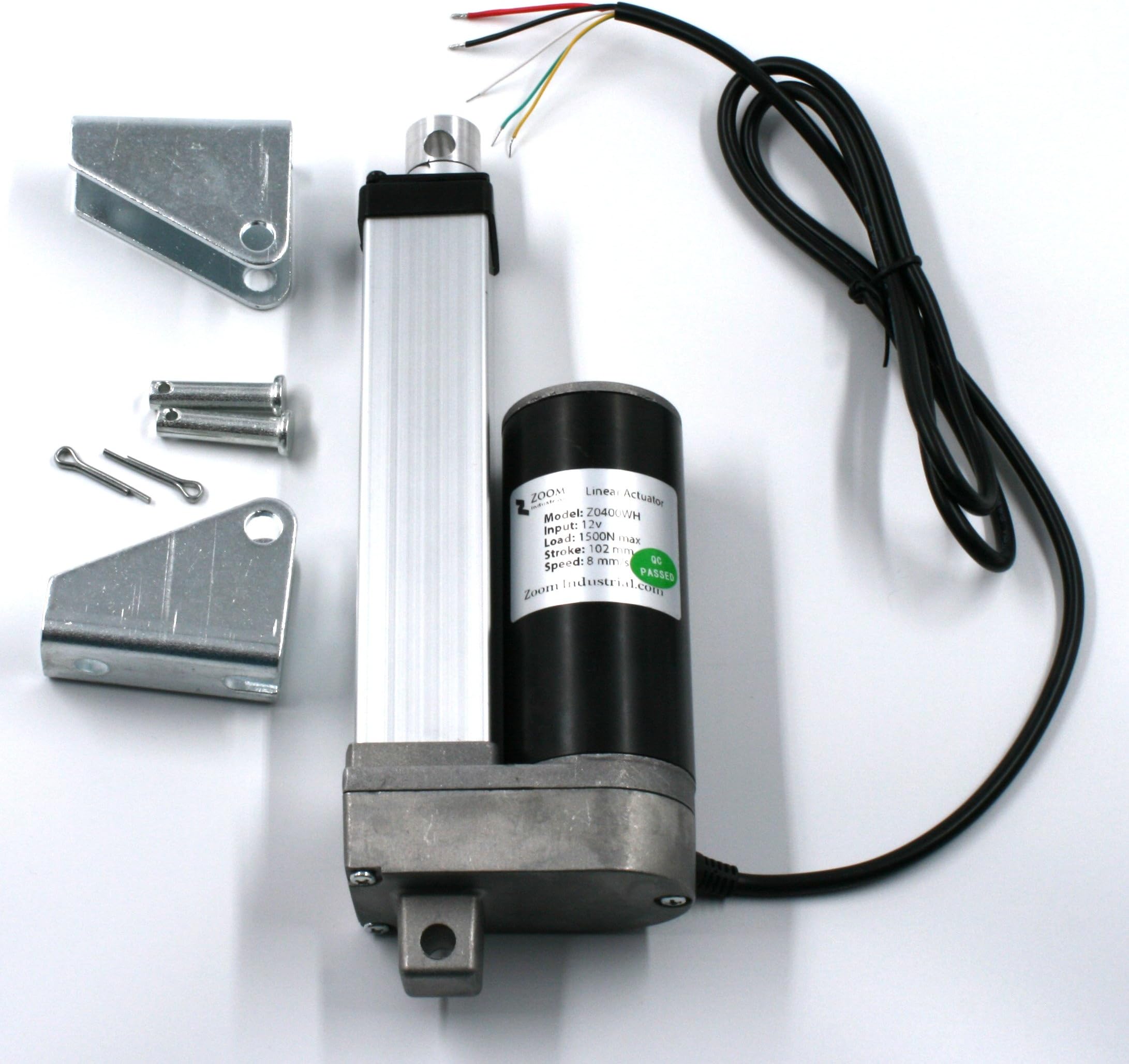 Zoom Industrial Linear Actuator 4" Inch Stroke 330 Pound Max Lift DC 12v/24v Position Feedback Weather Resistant