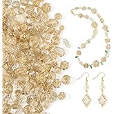 Beadthoven 100G Assorted Vintage Acrylic Beads - Transparent Flower Leaf, Gold Plated Bohemia Aesthetic Imitated Czech Beads for Jewelry Making - Bracelet, Necklace, DIY Crafts