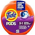 Tide PODS laundry detergent pacs, 3-in-1 Stain Remover, Odor Fighter, Color Protector, 42 Count, HE compatible, Spring Meadow Scent (Packaging May Vary)