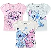 Disney Lilo & Stitch Angel Girls Short Sleeve T-Shirt 3 Pack for Big Kids