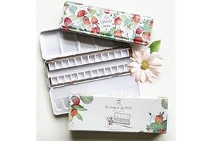 PAINTCRUSH Empty Watercolor Palette, 24 Half Pans (Strawberries)