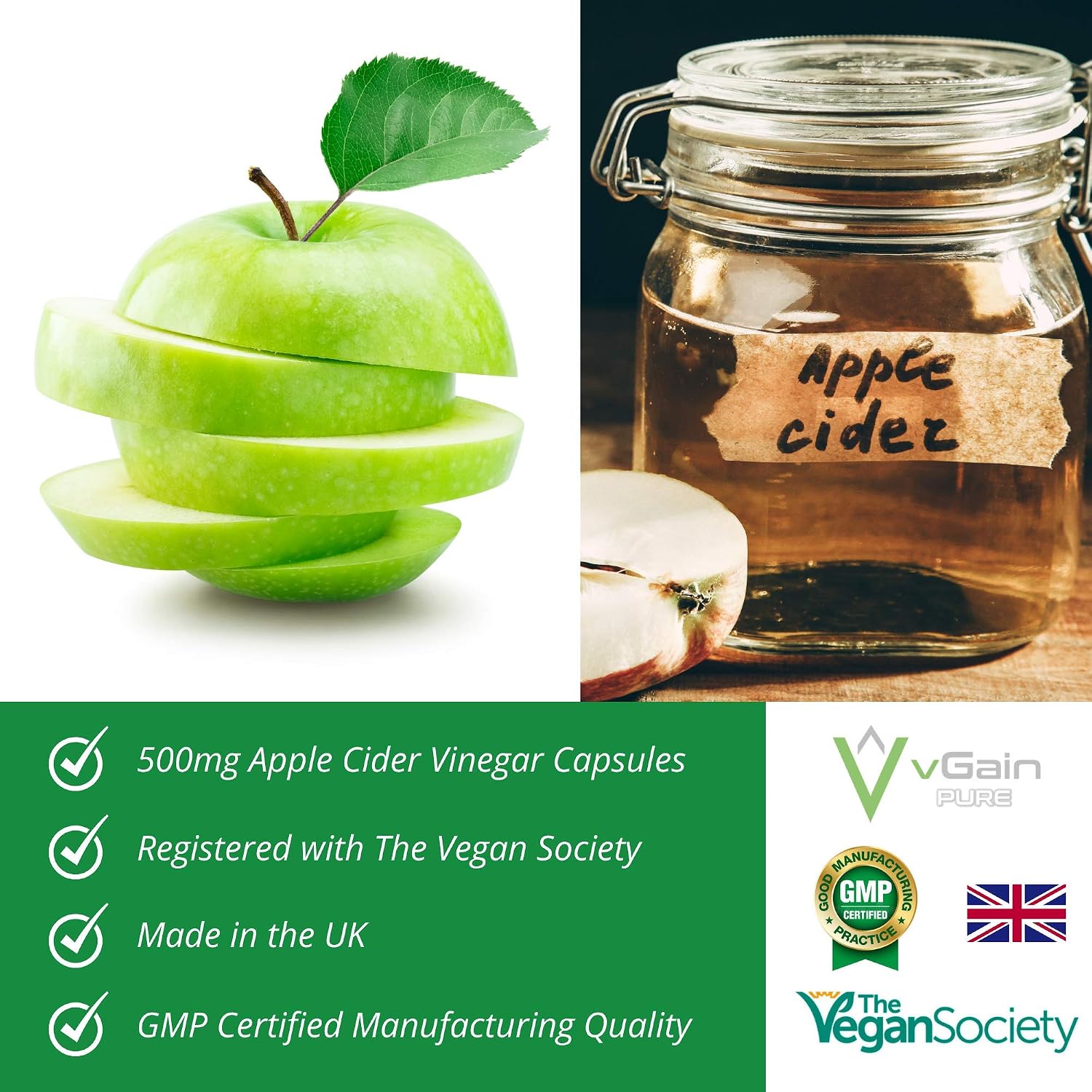 Apple Cider Vinegar Capsules by vGain PURE, Suitable for Vegans and Vegetarians - Image 4