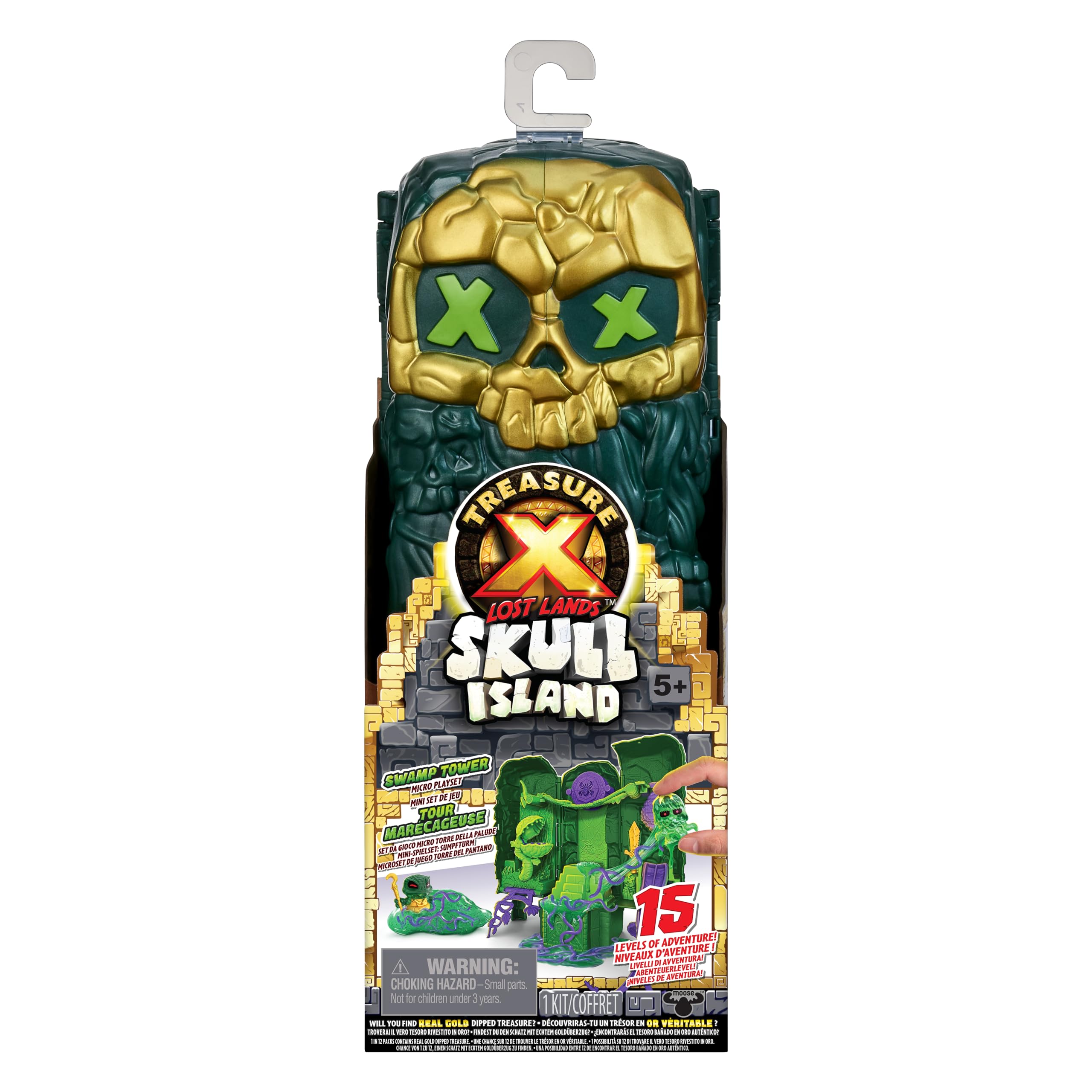 Treasure X Lost Lands Skull Island Swamp Tower Micro Playset, 15 Levels of Adventure. Survive The Traps and Discover 2 Micro Sized Action Figures. Will You Find Real Gold Dipped Treasure?