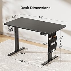 Marsail 48"x24" Electric Standing Desk, Adjustable