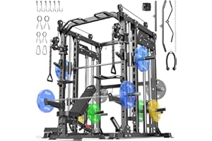 XGSW XINGESIWR Smith Machine with Cable Crossover System, Multi-Function Power Cage Squat Rack for Home Gym, Power Rack and Packages Weight Sets.