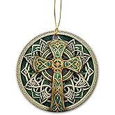 SunSky Gallery Saint Patrick’s Day Ornament | Irish Trinity Celtic Cross Christmas Ornament, Irish Blessing Prayer, Christian Ireland Gift (Celtic Cross Vintage)