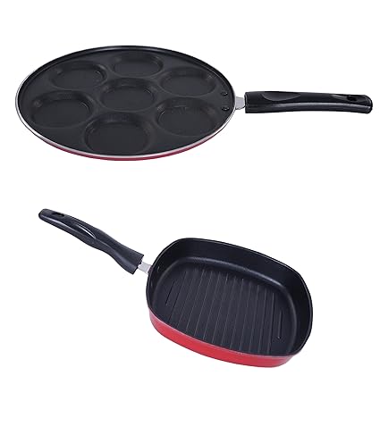 Nirlon Non-Stick Aluminium Cookware Set, 2-Pieces, Red (2.6mm_UP(7)_GP(22.5))
