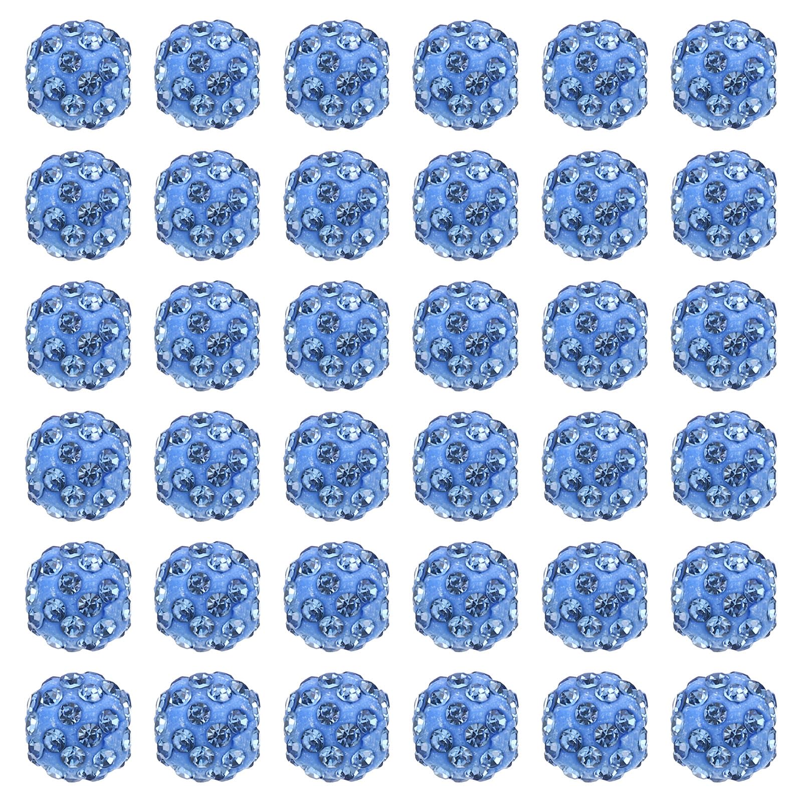 PATIKIL 10mm Rhinestone Clay Beads for Jewelry Making, 60 Pack Round Ball Polymer Clay Crystal Charm Beads for Craft Decor Necklace Chain Bracelets DIY, Blue