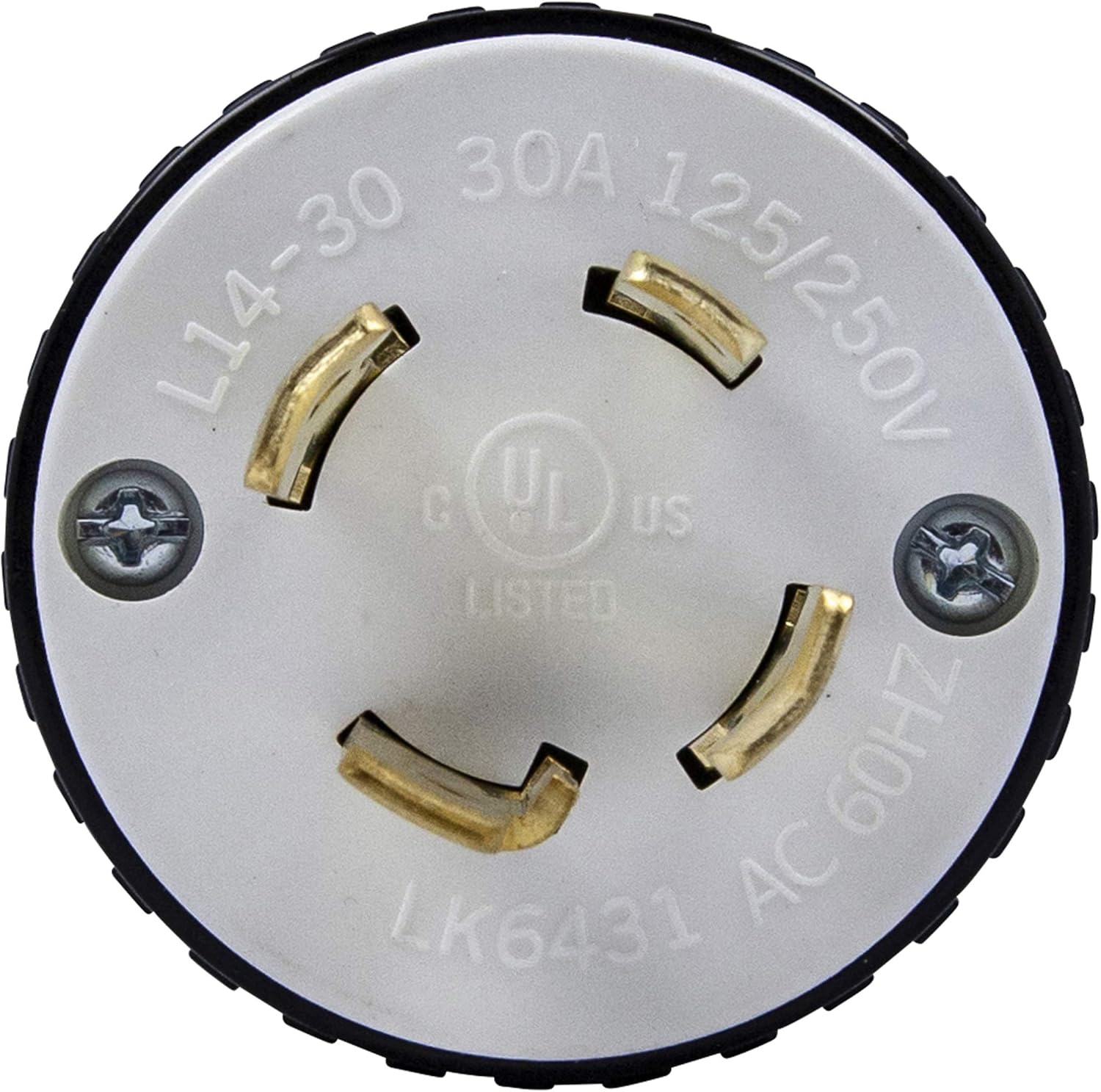 ENERLITES Industrial Grade 30A 125/250V Locking Plug, NEMA L14-30P, 3P, 4W, 66470-BK, Black - - 