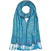 QIUTIMIY Paisley Pashmina Shawls and Wraps for Women Reversible Jacquard Festival Rave Pashmina Scarves with Fringe Vintage