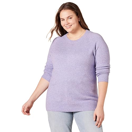 Amazon Essentials Women's Regular-Fit Soft Touch Long-Sleeve Crewneck Sweater, Lavender, Small