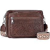 VIMUTI Crossbody Bags for Women Trendy,Vegan Leather Purses Embossed Design,Multi Pocket Lightweight Shoulder Handbag