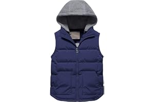Pursky Girl's and Boy's Warm Puffer Vest Coat Water Resistant Sleeveless Jacket With Detachable Hood for 6-14Y